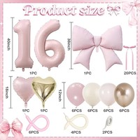 Decorazioni per il 16° Compleanno da Ragazza, Palloncini in Lattice Rosa Sabbia, Fiocco e Palloncino a Cuore in Foil per Festa Boho di 16 Anni