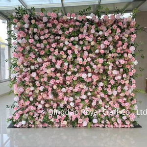 Tissu rose personnalisé enrouler fleur artificielle <span class=keywords><strong>mur</strong></span> accrocher plantes vertes <span class=keywords><strong>mur</strong></span> mariage toile de fond décor événement fête accessoires - Product Image 6