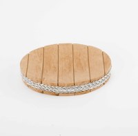Ensemble d'accessoires de salle de bain 4 pièces en résine, design moderne et luxueux, motif grain de bois imitation, détails en corde tressée argentée, facile à nettoyer, pour la maison