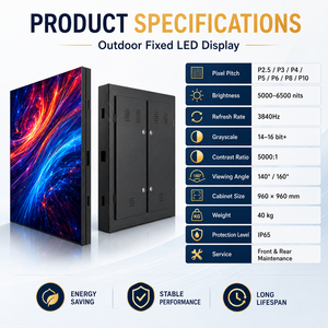 จอแสดงผล LED กลางแจ้งแบบติดตั้งถาวร P4 กันน้ำ IP65 ความสว่างสูง ป้ายโฆษณาสำหรับห้างสรรพสินค้า ลานกิจกรรม และป้ายดิจิทัลวิดีโอ - Product Image 3