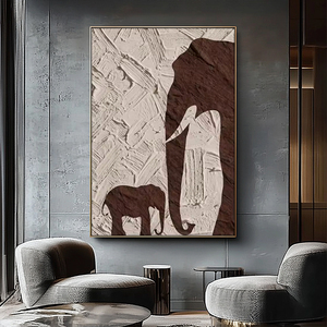 Vẽ Tay kết cấu hiện đại phòng khách tường nghệ thuật trang trí khách Sạn Sơn dầu vải tinh khiết chủ đề động vật voi - Product Image 2