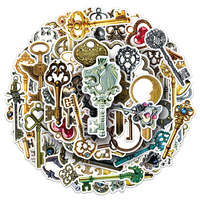 50 autocollants décoratifs créatifs en vinyle imperméable à l'eau, motif clé vintage antique, vente directe usine, pour scrapbooking et murs