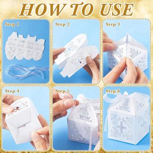 Cajas de Recuerdo <span class=keywords><strong>para</strong></span> Bautizo con Rosario de Cruz de Ángel Rosa, Cintas, Etiquetas de Agradecimiento y Bolsas de Organza - Paquete de 200 - Product Image 3