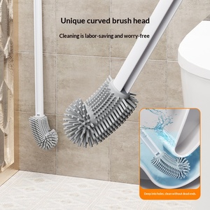 Nuevo cepillo de silicona para inodoro con mango largo, sin ángulos muertos, para baño, venta al por mayor - Product Image 3
