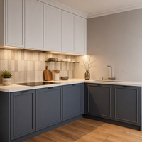 Ensemble d'armoires de cuisine en bois laqué noir sur mesure Vermonhouzz, armoires de cuisine modernes et durables pour les projets d'appartements et de villas
