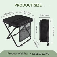 Tabouret de camping pliable portable avec sac à dos, double poches de rangement, cadre léger en acier inoxydable, résistant à l'eau pour