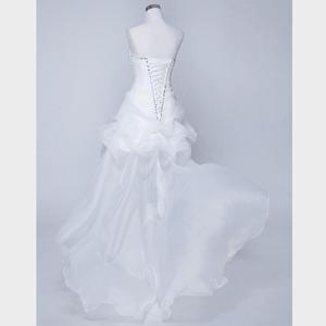 Abito da sposa senza spalline, <span class=keywords><strong>corto</strong></span> davanti e <span class=keywords><strong>lungo</strong></span> dietro, elegante, taglie forti, in <span class=keywords><strong>tulle</strong></span> bianco, da spiaggia, <span class=keywords><strong>con</strong></span> spalle scoperte - Product Image 4