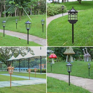 Lampe solaire pour pelouse LED 5000K lumière du jour IP65 résistante à l'eau, abat-jour en bambou, lampe de jardin avec capteur de mouvement, CRI 90, faisceau de 60° - Product Image 2