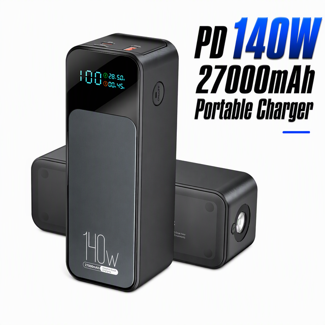 Large Capacity 27000mAh Laptop Power Bank PD 140W Fast Charging Portable Charger for Phone/Tablet PC 2 Years Warranty