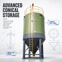 Réservoir en fibre de verre (FRP/GRP) à surface en gel enduit de filament, résistant aux acides et aux alcalis, certifié CE, pour le stockage de liquides chimiques