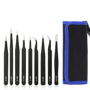 Pinzas antiestáticas, juego de 9 piezas, puntas de precisión para reparación de productos electrónicos y cuidado de la belleza - Product Image 1