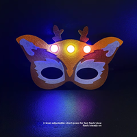 Masque de renne en feutre à LED clignotantes, masque animal lumineux à 3 lumières pour enfants, Noël, Halloween, cosplay, fêtes