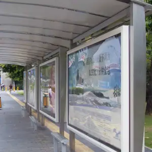 Keenhai Modern City Public Stainless Steel vendita calda fermata dell'autobus solare con Box luminoso a Led pensilina per fermata dell'autobus