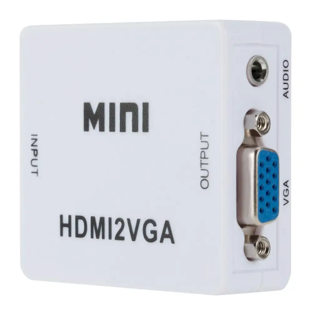 HDTV To Vga 1080p Full Hd Mini Vga To HDTV Audio Video Converter Adapter Box With Usb Cable And 3.5mm Audio Cable