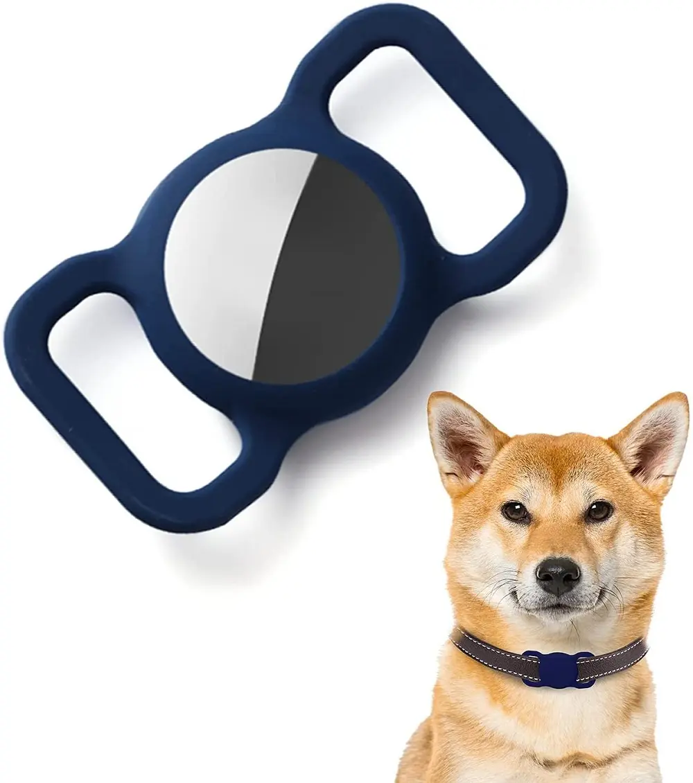 犬の首輪ソフトアンチロストトラッカーシリコンホルダー、アップルエアタグ、ペット犬GPSトラッカーシリコンゲル保護スリーブ