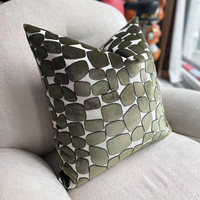Housse de coussin décorative de luxe en velours coupé vert, taie d'oreiller pour canapé, vente directe d'usine de créateur