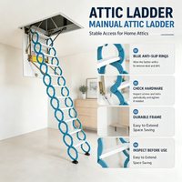 Échelle d'accès au grenier pliable manuelle 4m en alliage d'aluminium, escalier escamotable monté au plafond, solution gain de place