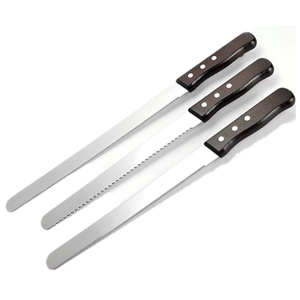 Flat Cut <strong>Bread</strong> Knife <strong>Bread</strong> Slicer Black Wood Handle Stainless Steel Cake Serrated Knife <strong>Bread</strong> <strong>Cutter</strong> - Product Image 3