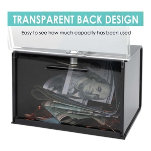 Hộp Bỏ Phiếu Quyên Góp Màu Đen Hộp Quyên Góp Bằng <span class=keywords><strong>Acrylic</strong></span> Trong Suốt Có Khóa Hộp Đựng Tiền Tiết Kiệm Có Nắp Đậy Cho Danh Thiếp Gây Quỹ - Product Image 3