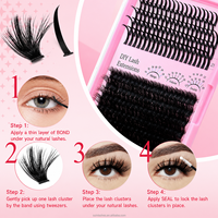 Faux Cils en Touffes Volumineux en Gros Courbure D, Extensions de Cils DIY, Marque Privée