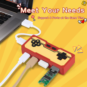 ฮับแปลงรูปทรงจอยสติ๊กย้อนยุคสุดคลาสสิค 4 พอร์ต USB 2.0 Type C สำหรับ Surface Pro โน้ตบุ๊ก ช่องเสียบขยาย USB Hub - Product Image 4