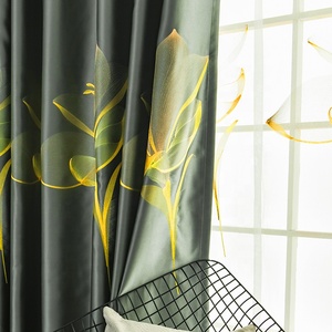 Venta al por mayor lujosa tela de cortinas bordada de lirio último satén Blackout Floral tela bordada de cortina para cortinas - Product Image 5