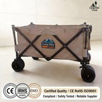 Chariot pliable à quatre roues en acier inoxydable avec filet, capacité de charge de 100 lb, idéal pour les courses, les sorties et les pique-niques (OEM)