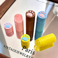 Mini tampon cylindrique en résine Patte de Chat Mignonne avec capuchon transparent pour le transfert d'images de manucure DIY