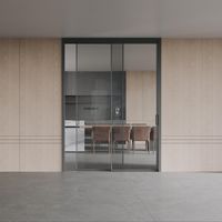 Portes coulissantes en verre double vitrage en alliage d'aluminium avec design minimaliste pour cuisine et salle de bain intérieures