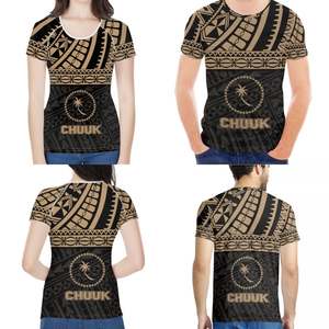 T-Shirt à manches courtes pour hommes, en Polyester, motif vague Tribal, <span class=keywords><strong>tatouage</strong></span>, or, Couple, col rond, décontracté, Oem, fabrication en vrac - Product Image 2