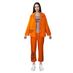 Traje de Prisionero Naranja Unisex Europeo Americano para Parejas, Mono de Poliéster para Fiestas y Actuaciones en Escenario - Product Image 2