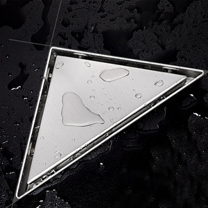 Siphon de sol anti-odeur épaissi sur mesure, surface mate, design moderne pour salle de bain, triangle, tube de 50 mm, gris anthracite/noir - Product Image 1