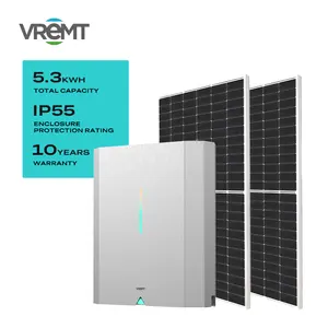 VREMT 5.3kwh-42.6kwh可选容量家庭储能兼容1和3相住宅逆变器