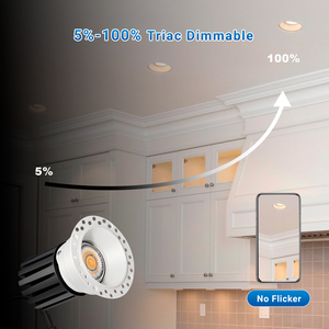 Luz Empotrada de 3 Pulgadas AC120V, Anillo de Luz LED Empotrable sin Marco de 12/15/18W 5CCT, IP54, Aluminio, Moderna, para Uso en Interiores - Product Image 6
