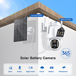 6MP Double Lens Outdoor Solar <b>Camera</b> PTZ 8 Cameras 16 Channel WIFI NVR 12" Screen Monitor Battery <b>Wireless</b> CCTV <b>System</b> - Product Image 2