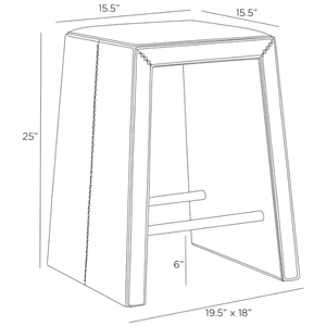 Tabouret de comptoir Cowan en laiton et cuir blanc crème, laiton antique, durable, pour bar à domicile et salle à manger - Product Image 3