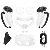Pour Meta Quest 3s : Ensemble de sept pièces en silicone, protections pour manettes et console, masque anti-lumière, accessoires VR
