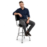 Tabourets de bar en métal avec dossier pivotant à 360 degrés, logo personnalisable, couleur au choix, coussin en PU PVC, chrome, pour la maison, la maison d'hôtes