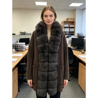 OFTBUY 2026 Nouvelle Veste Cardigan en Cachemire Tricoté pour Femme, Mélange de Laine de Luxe, Vraie Grande Fourrure de Renard, Manches Chaudes, Coupe Oversize