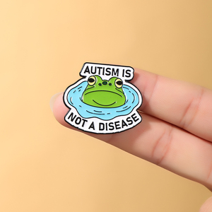 Al por mayor, personalizados, broches de metal esmaltados estilo antiguo con diseño de rana <span class=keywords><strong>para</strong></span> la concienciación sobre el autismo y el apoyo a la neurodiversidad, en stock - Product Image 5