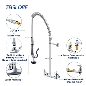 Commercial Pre Rinse Sprayer Kitchen Sink Faucet Kitchen Wall-mount Pull-down Faucet