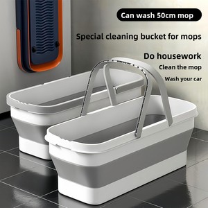 <span class=keywords><strong>Seau</strong></span> à serpillière pliable rétractable en plastique avec roues, design rectangulaire, grande capacité de stockage d'eau - Product Image 2
