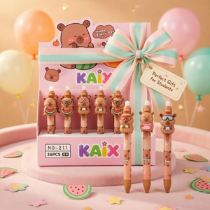KAIX Lot de stylos gel Kawaii en gros, <span class=keywords><strong>encre</strong></span> noire et bleue 0,5 mm, stylos rétractables à motifs animaux de dessin animé pour l'école et le bureau - Product Image 1