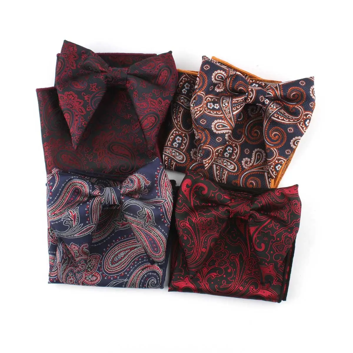 Amazon Offre Spéciale Plus Taille Paisley Grand Polyester Arc Cravate Et mouchoir Ensemble