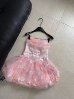 Robe Courte Bustier en Tulle Fleuri A11699 pour Femme - Robe de Soirée Romantique à Fleurs 3D et Jupe Tutu Bouffante