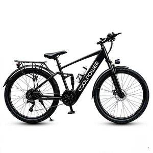Bicicleta eléctrica de montaña de 26 pulgadas con doble suspensión y frenos de disco dobles, equipada con una batería de litio integrada de 48V 10ah - Product Image 1