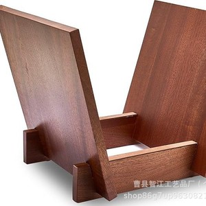 Retro wooden <b>record</b> <b>stand</b> desktop organizer, solid wood bookend storage - Product Image 2