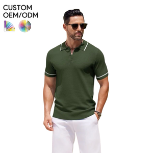 Chemise pour homme en tricot respirant uni avec logo frontal |   100% Coton Manches Courtes OEM/ODM pour Vêtements à Marque Privée - Product Image 1