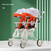Poussette double pour jumeaux, légère, pliable, 4 roues, double siège, 0-3 ans, cadre en acier inoxydable, siège rotatif, fonction assis/allongé