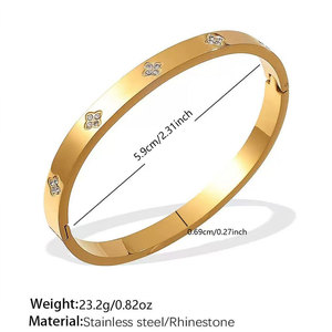 สร้อยข้อมือและกำไลแฟชั่นสแตนเลสสตีล 316L กันน้ำ ป้องกันการหมอง ชุบทอง 14K 18K ดีไซน์เนอร์ สำหรับผู้หญิง - Product Image 5